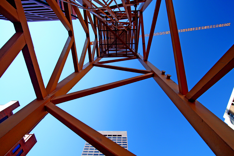 View through the crane just after it went up :  : Christopher Davies Photography