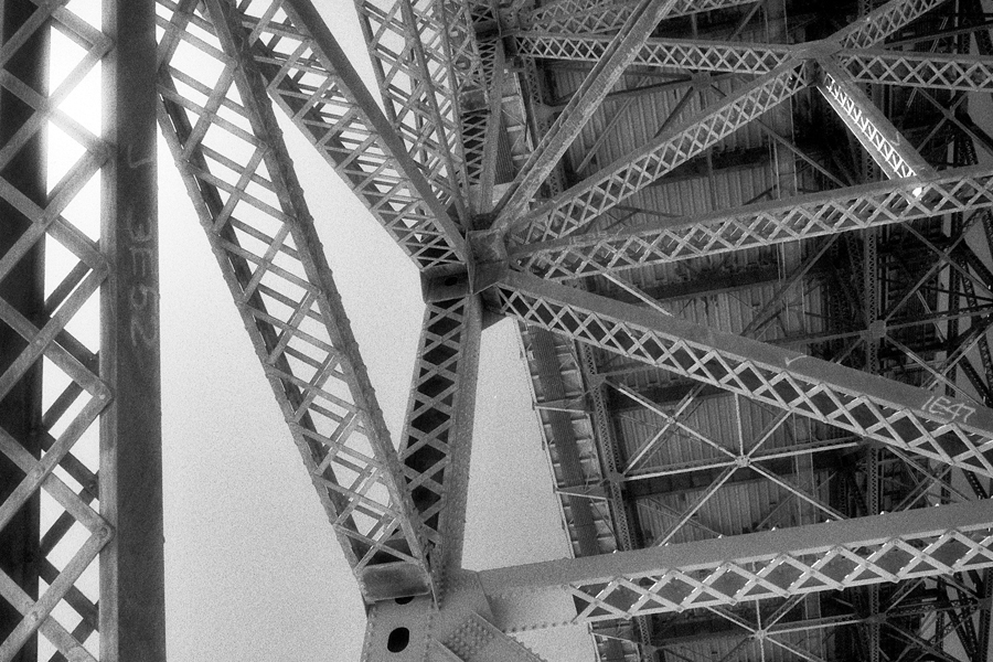 Under girders straight up#2. The Golden Gate Bridge. Kodak Black & White Infrared Film(C)1995 :  : Christopher Davies Photography