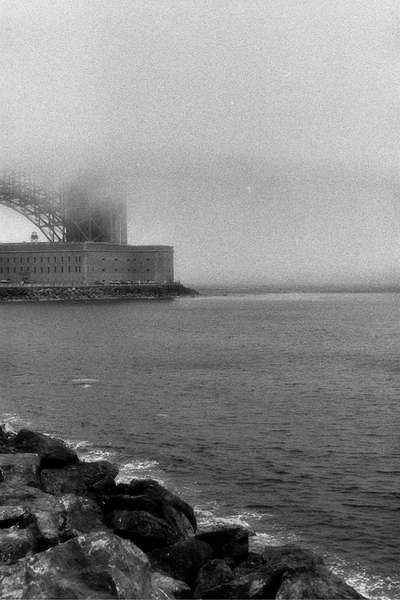 Bay and rocks view. The Golden Gate Bridge. Kodak Black & White Infrared Film(C)1995 :  : Christopher Davies Photography