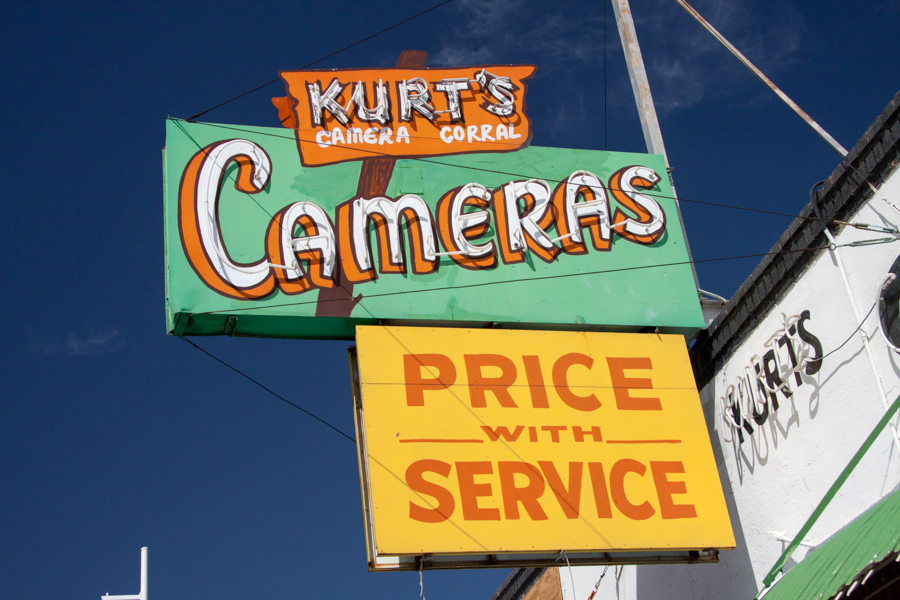 Kurt's Camera Corral sign on RT 66, Albuquerque , New Mexico :  : Christopher Davies Photography